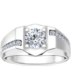 Men's Bypass Channel Diamond Engagement Ring in Platinum (1/4 ct. tw.)